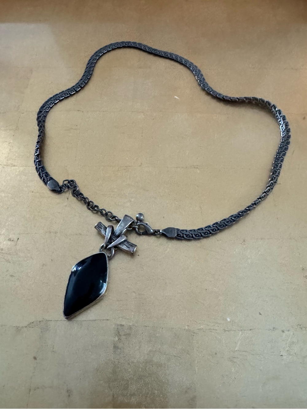 Silver Black Onyx Pendant Necklace goth witchy Whimsygoth